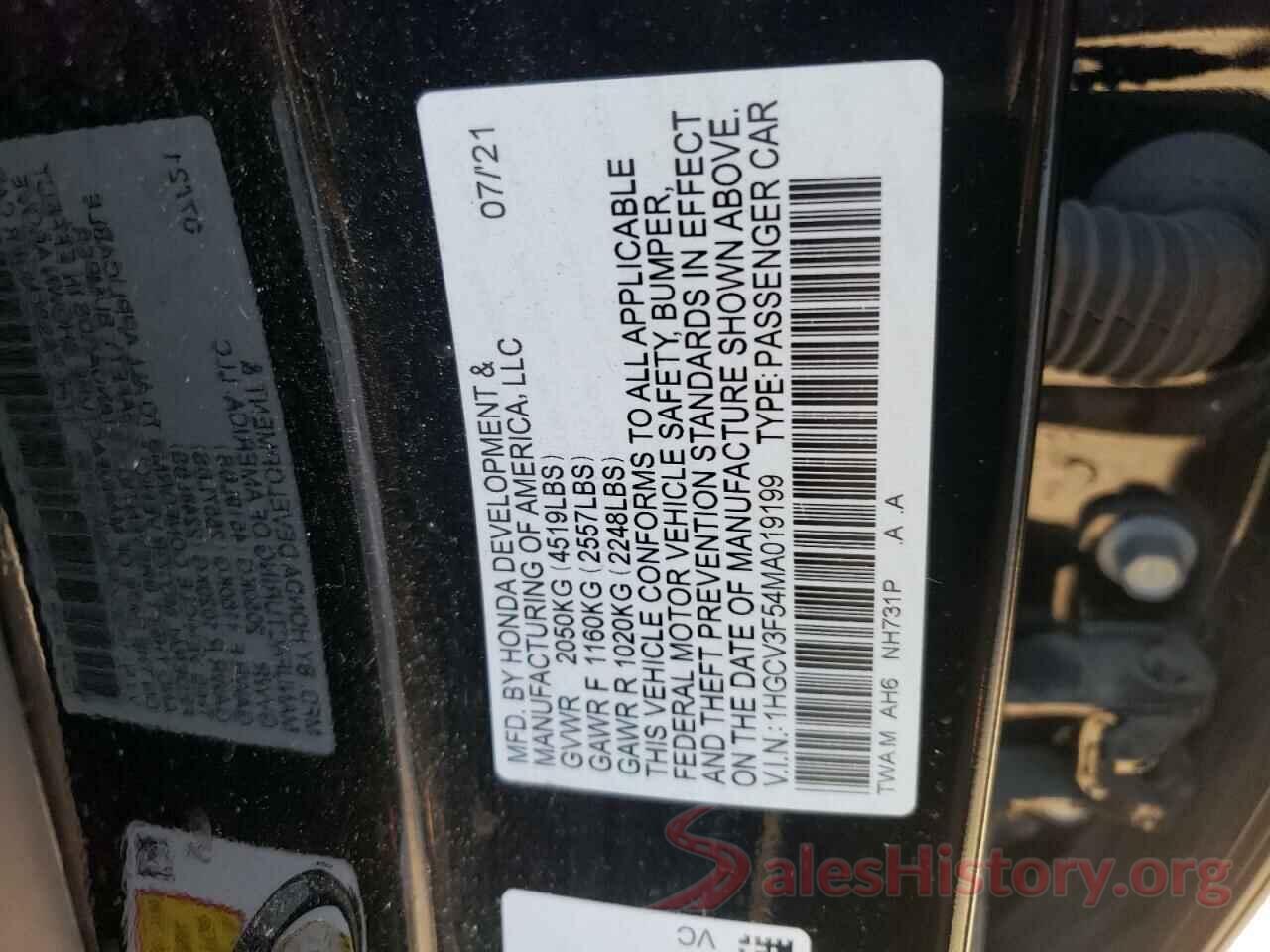 1HGCV3F54MA019199 2021 HONDA ACCORD