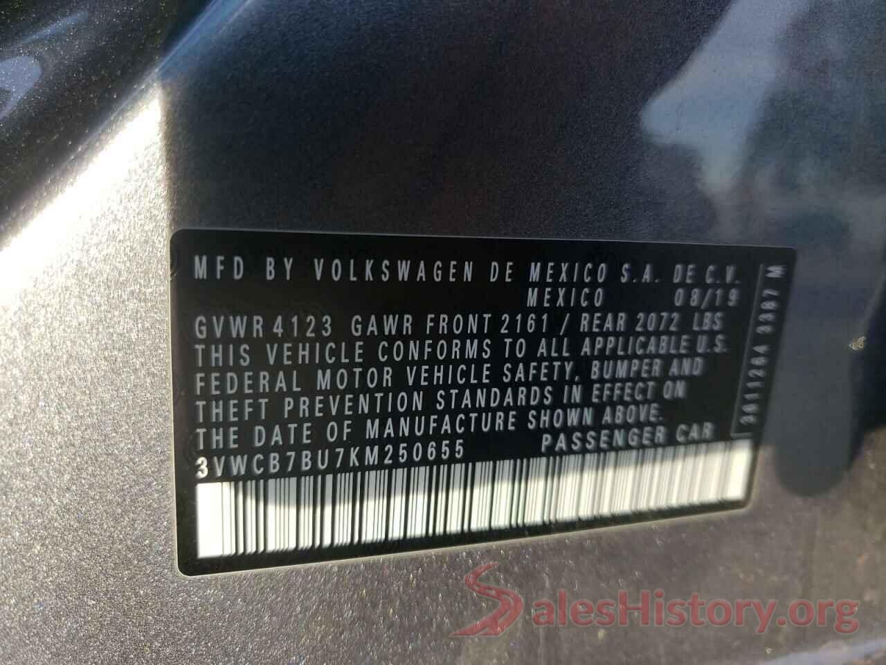 3VWCB7BU7KM250655 2019 VOLKSWAGEN JETTA