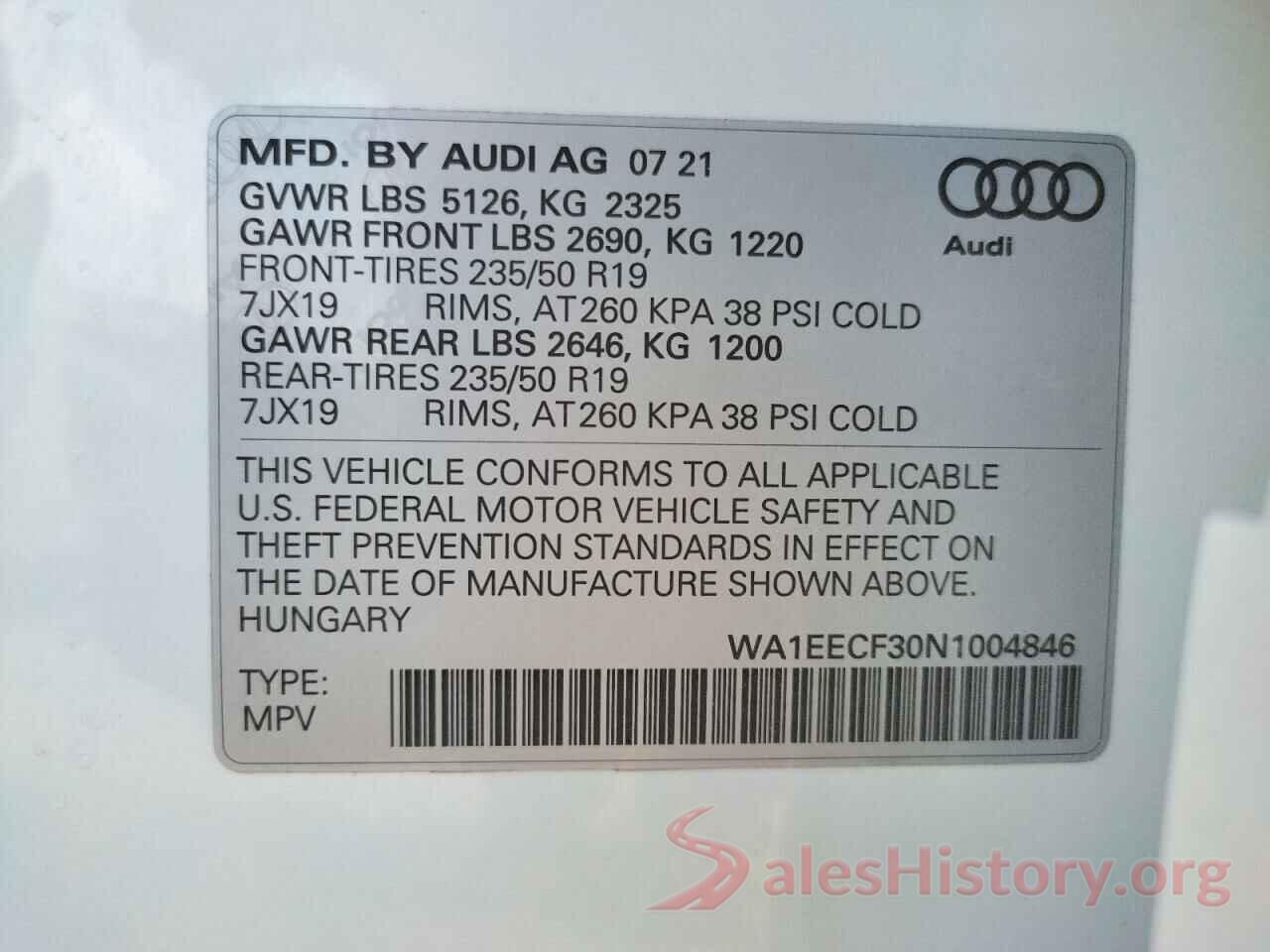 WA1EECF30N1004846 2022 AUDI Q3