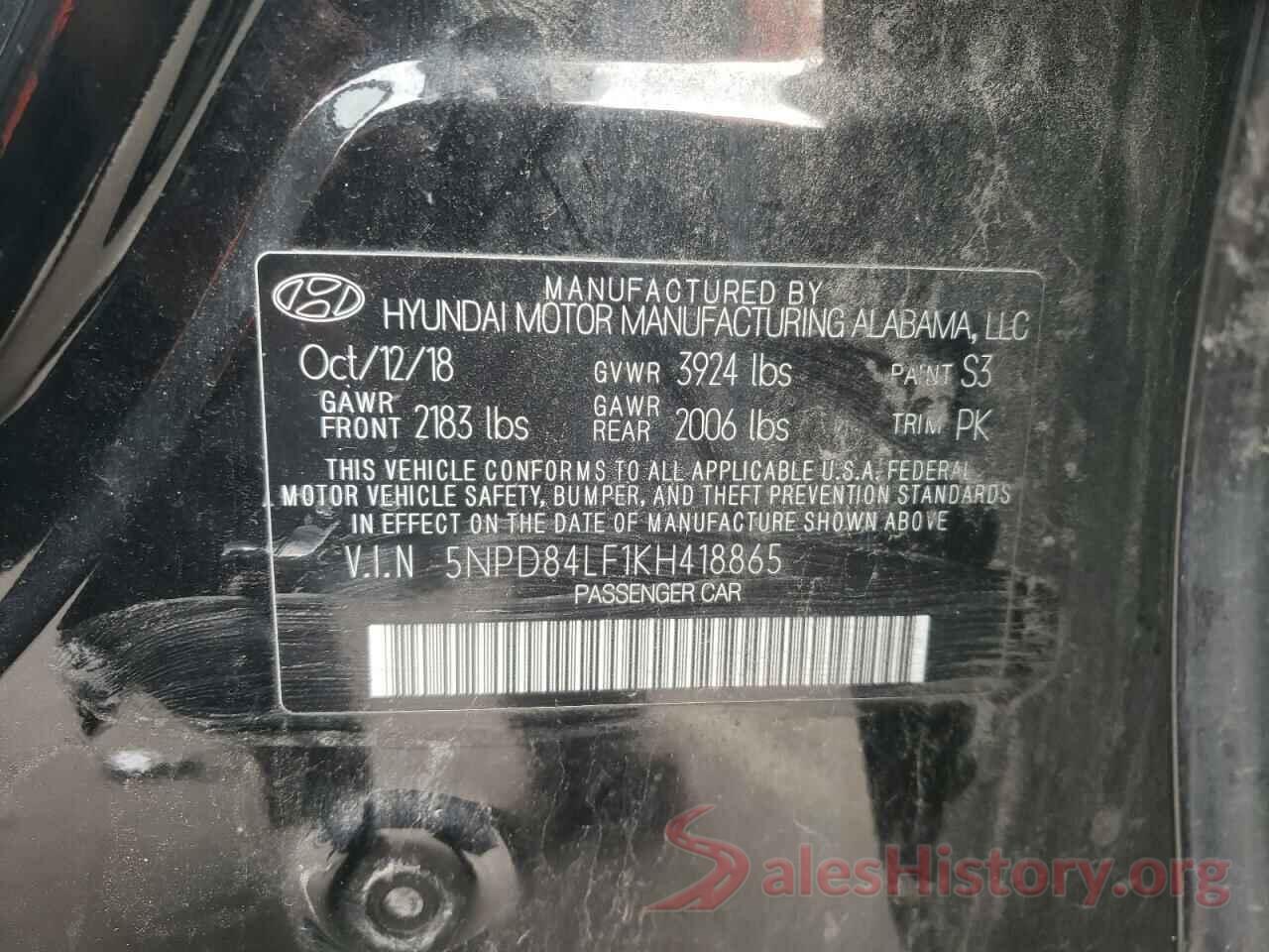 5NPD84LF1KH418865 2019 HYUNDAI ELANTRA