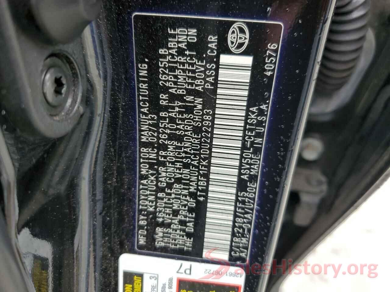 4T1BF1FK1DU222983 2013 TOYOTA CAMRY