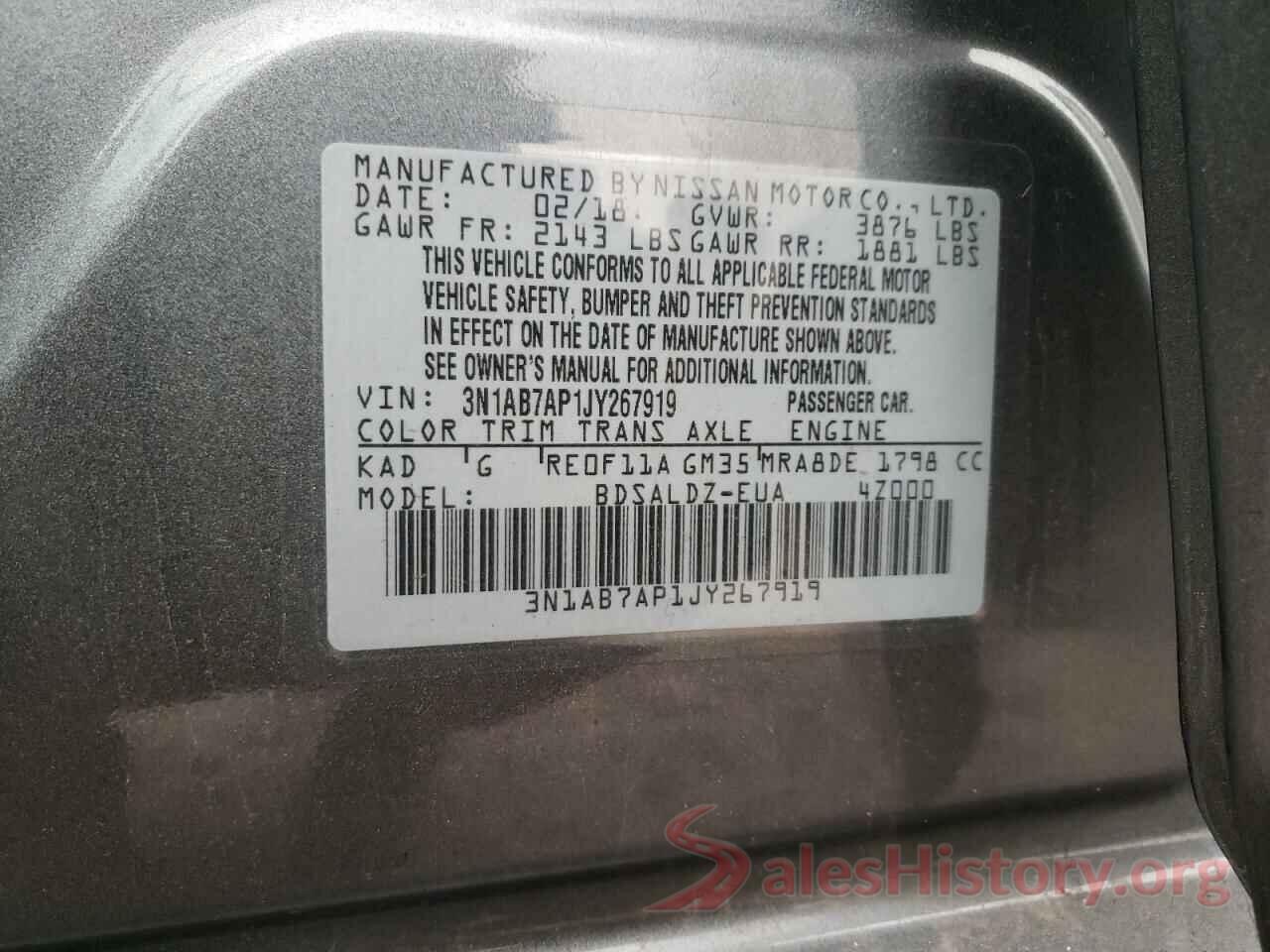 3N1AB7AP1JY267919 2018 NISSAN SENTRA