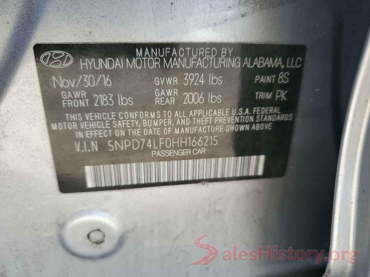 5NPD74LF0HH166215 2017 HYUNDAI ELANTRA