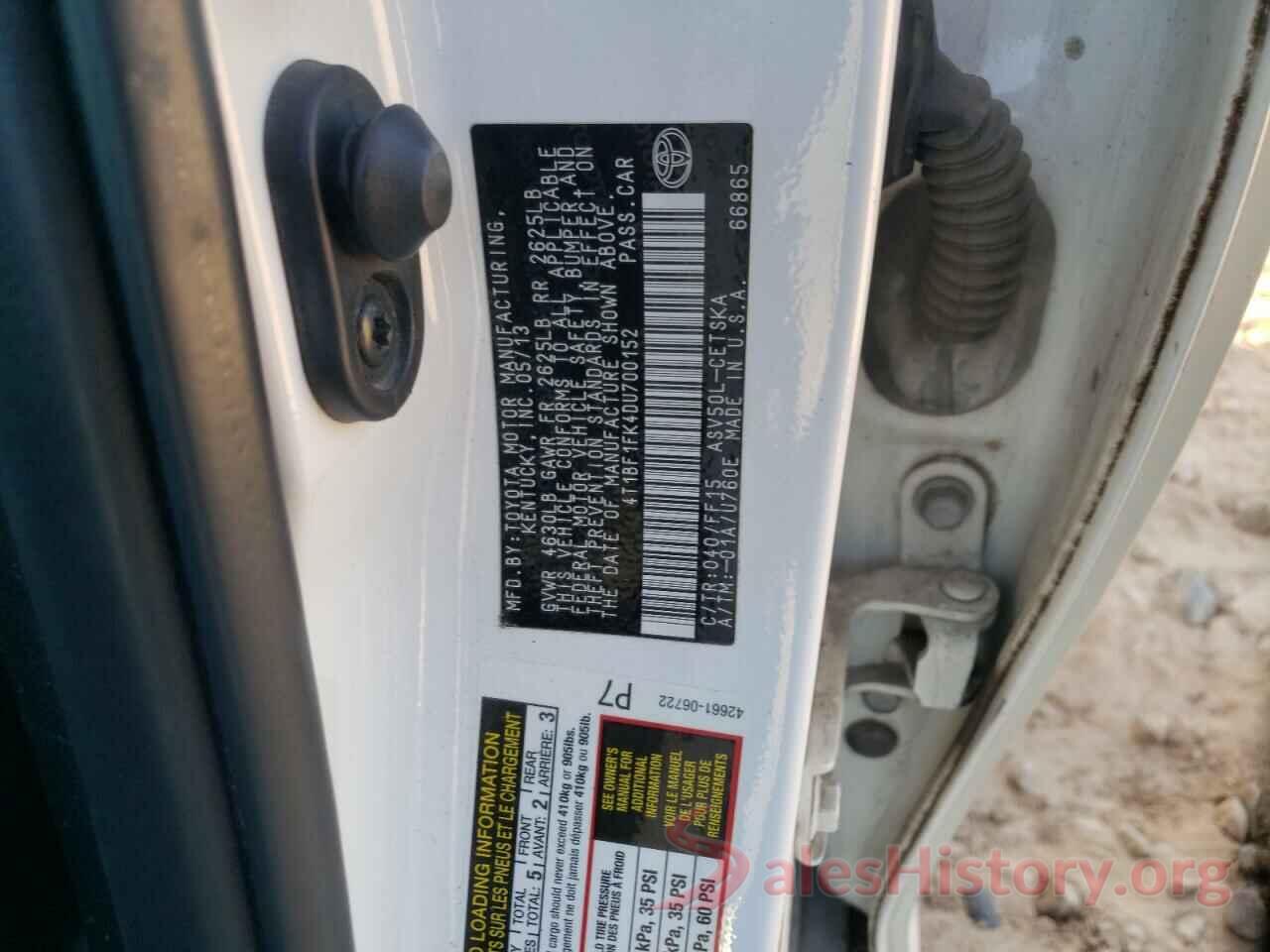 4T1BF1FK4DU700152 2013 TOYOTA CAMRY