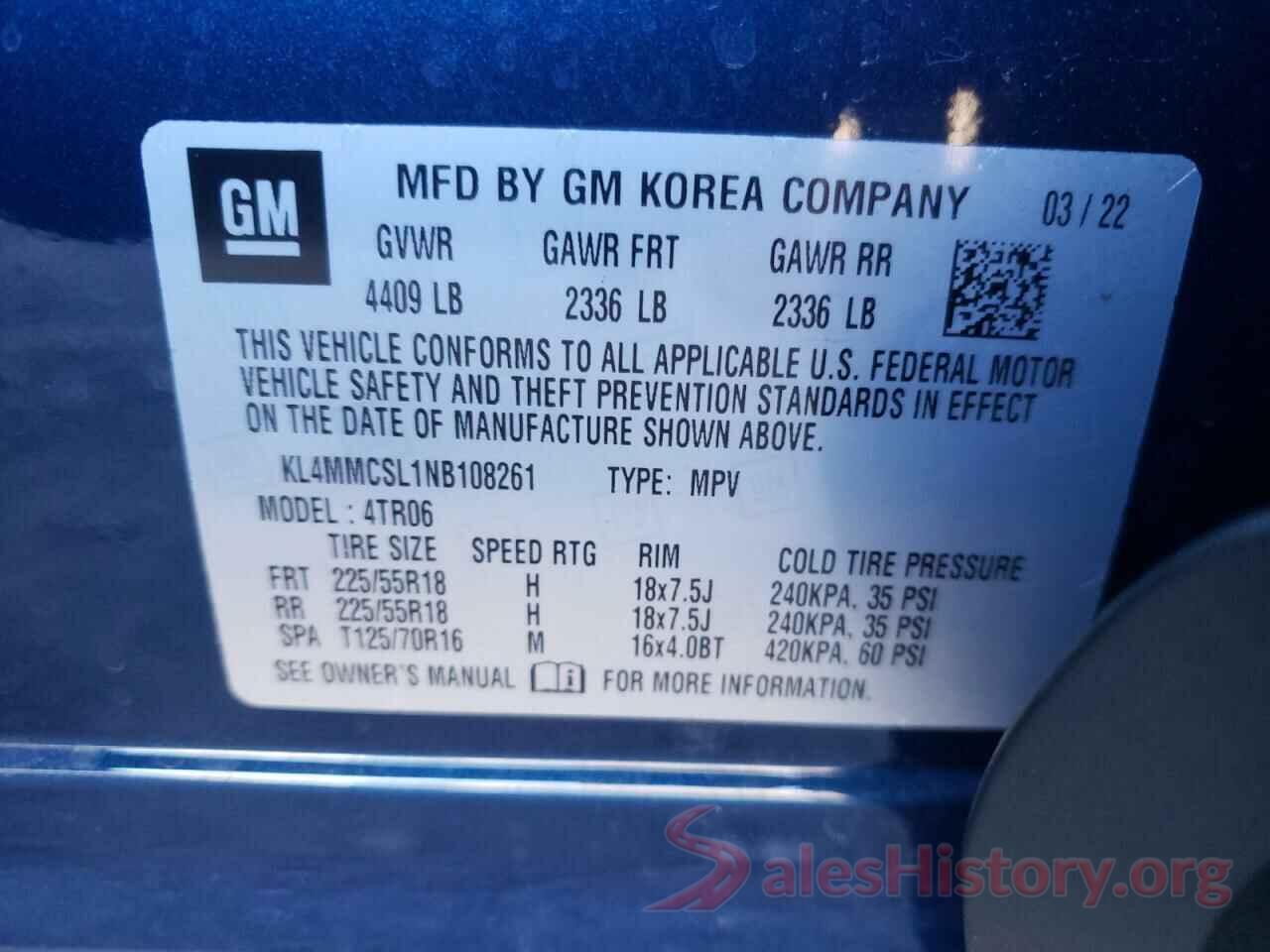 KL4MMCSL1NB108261 2022 BUICK ENCORE