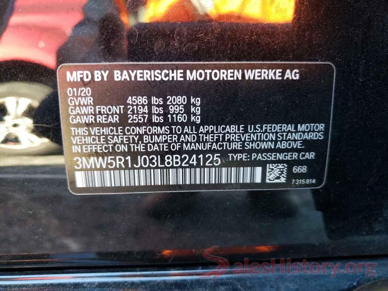 3MW5R1J03L8B24125 2020 BMW 3 SERIES