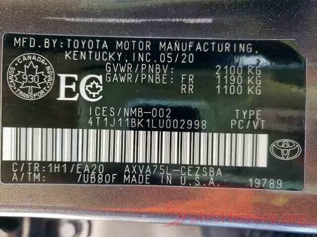 4T1J11BK1LU002998 2020 TOYOTA CAMRY