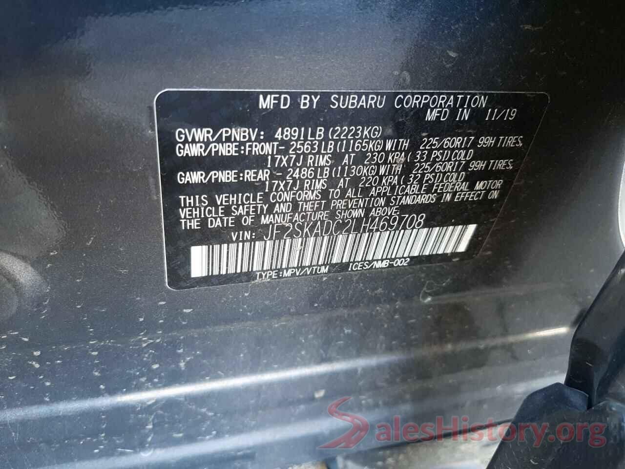 JF2SKADC2LH469708 2020 SUBARU FORESTER