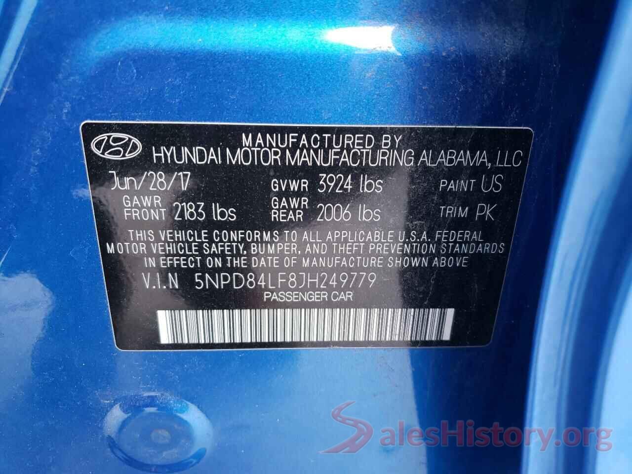 5NPD84LF8JH249779 2018 HYUNDAI ELANTRA