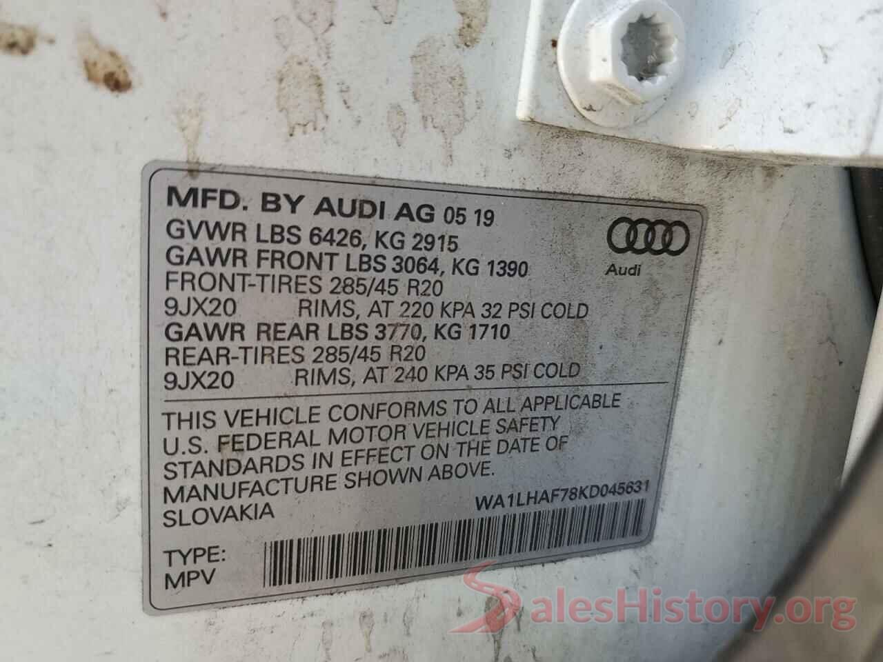 WA1LHAF78KD045631 2019 AUDI Q7