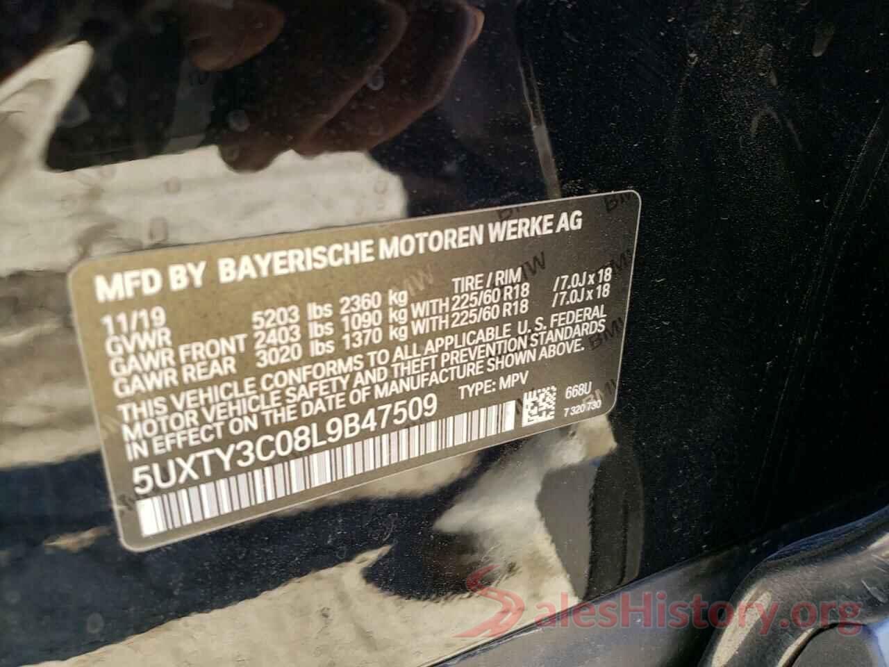 5UXTY3C08L9B47509 2020 BMW X3