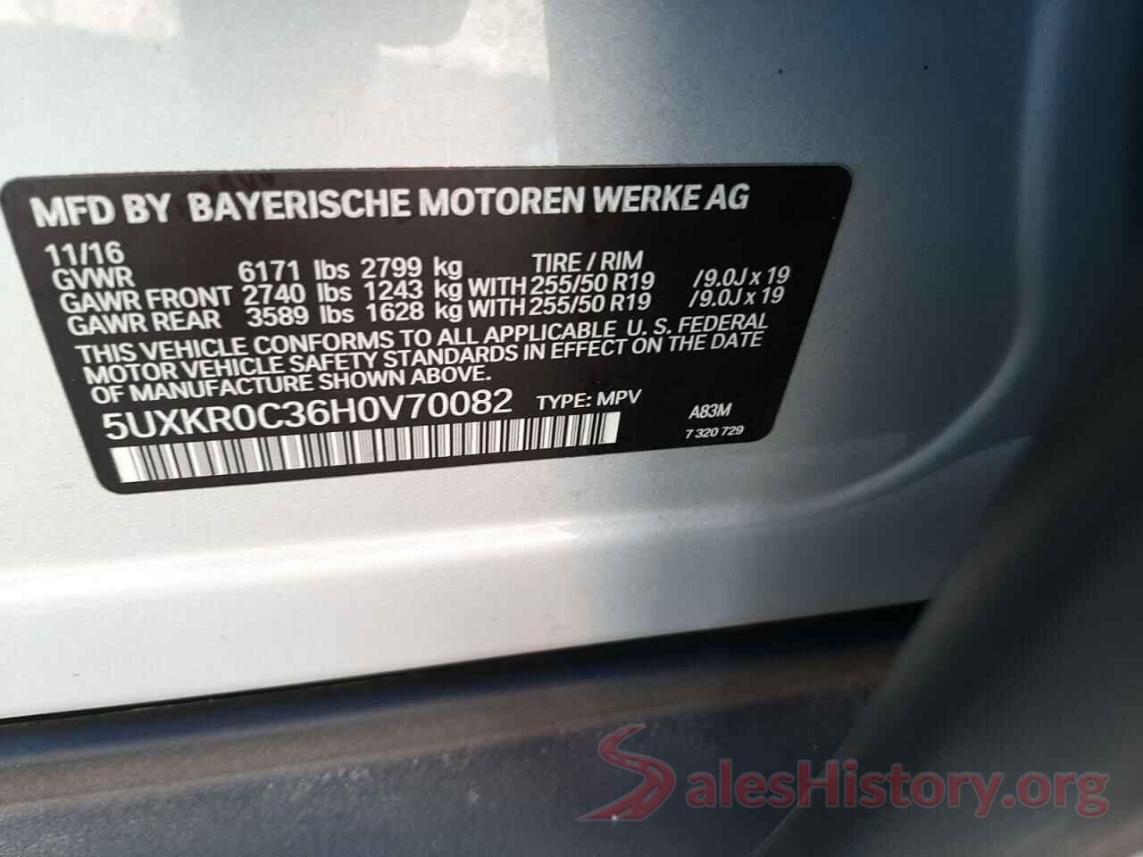 5UXKR0C36H0V70082 2017 BMW X5