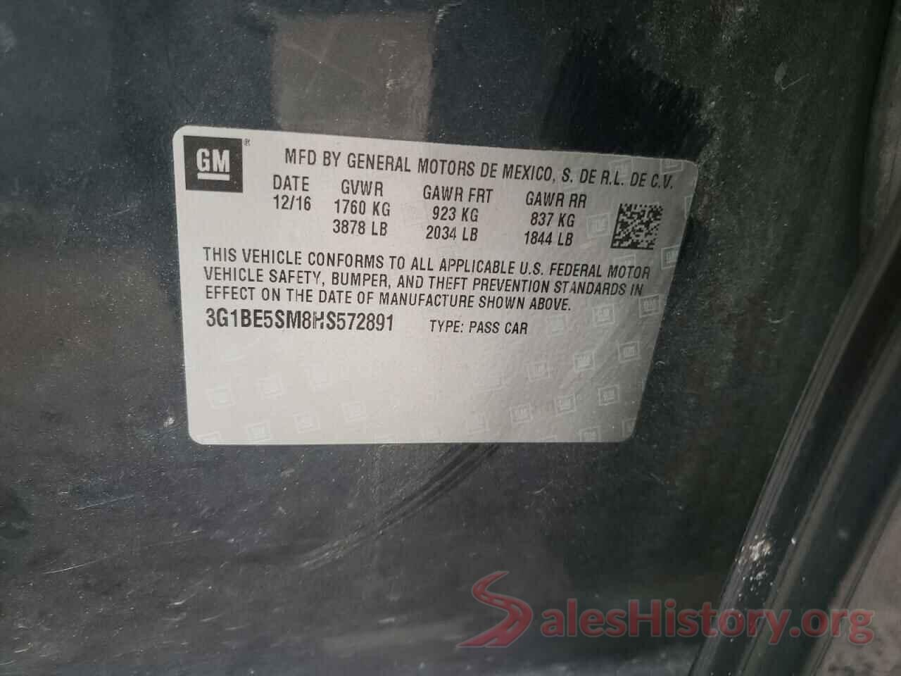 3G1BE5SM8HS572891 2017 CHEVROLET CRUZE