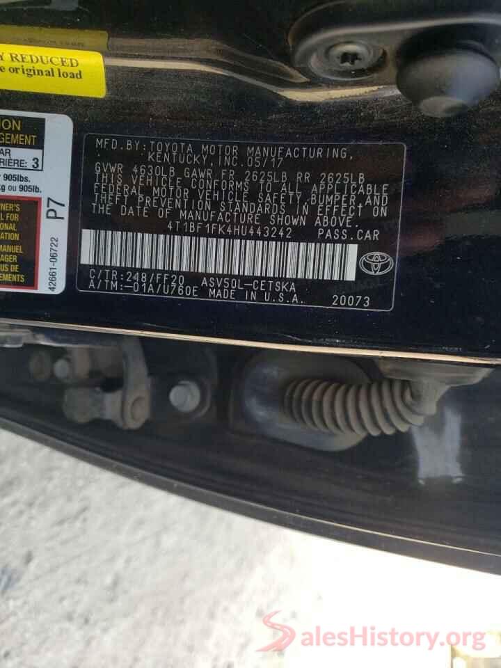 4T1BF1FK4HU443242 2017 TOYOTA CAMRY