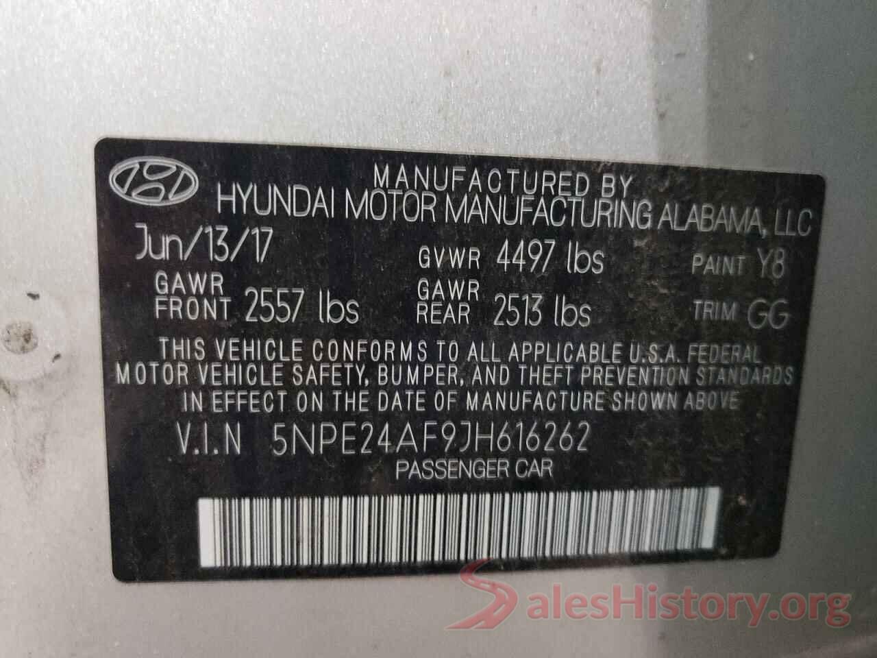 5NPE24AF9JH616262 2018 HYUNDAI SONATA