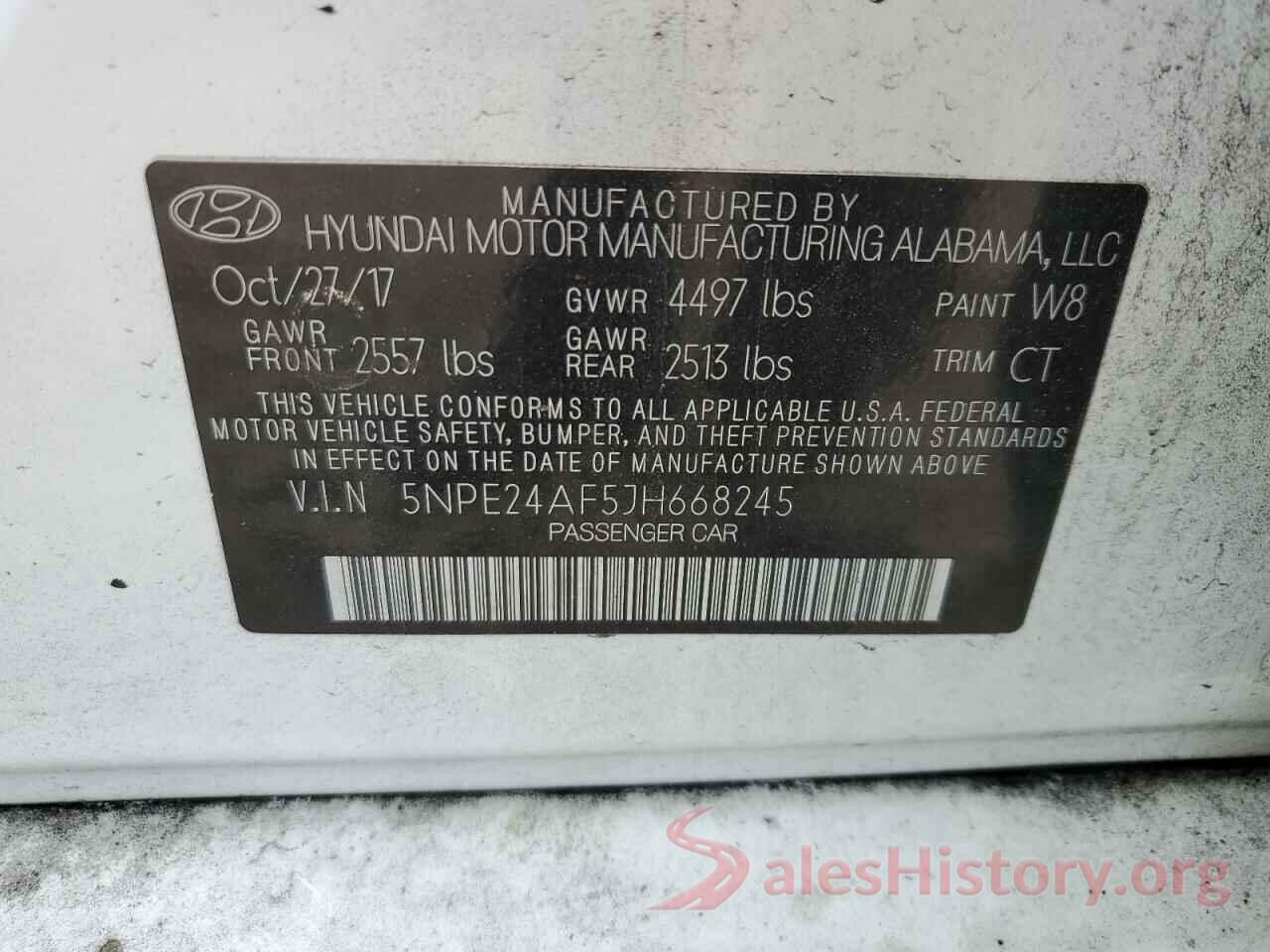 5NPE24AF5JH668245 2018 HYUNDAI SONATA