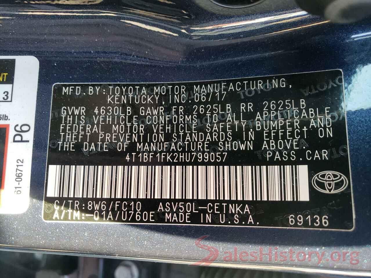 4T1BF1FK2HU799057 2017 TOYOTA CAMRY