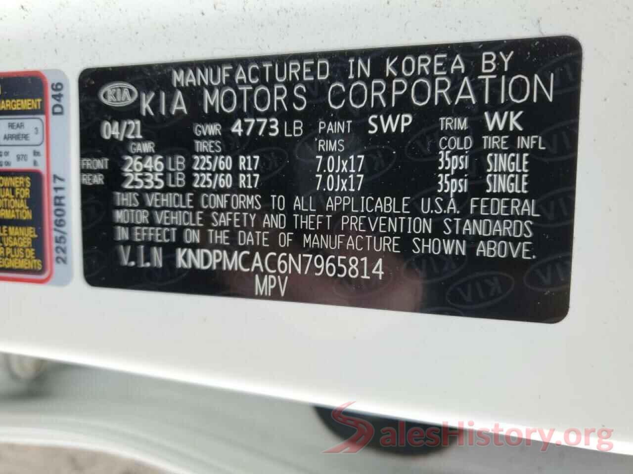 KNDPMCAC6N7965814 2022 KIA SPORTAGE