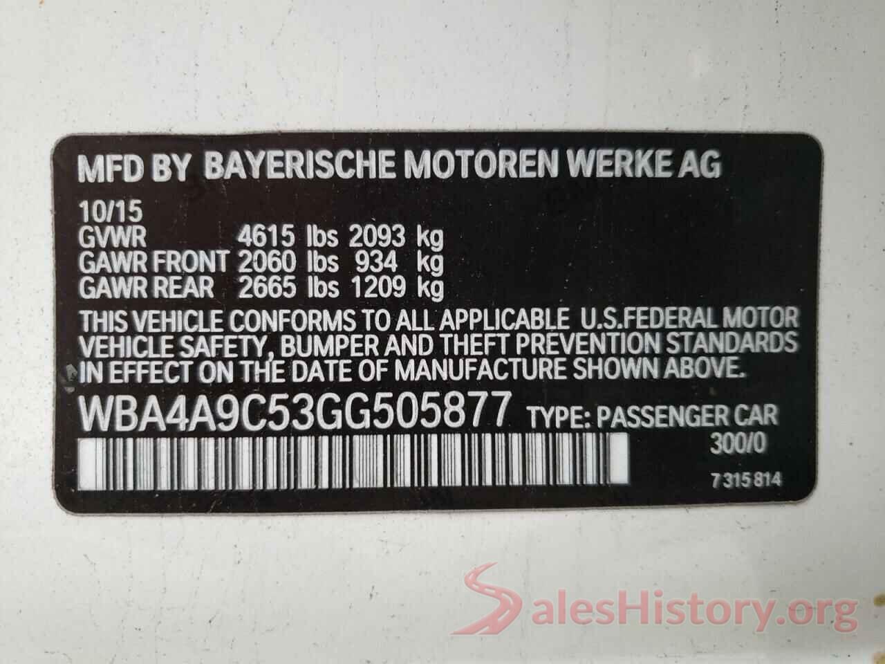 WBA4A9C53GG505877 2016 BMW 4 SERIES