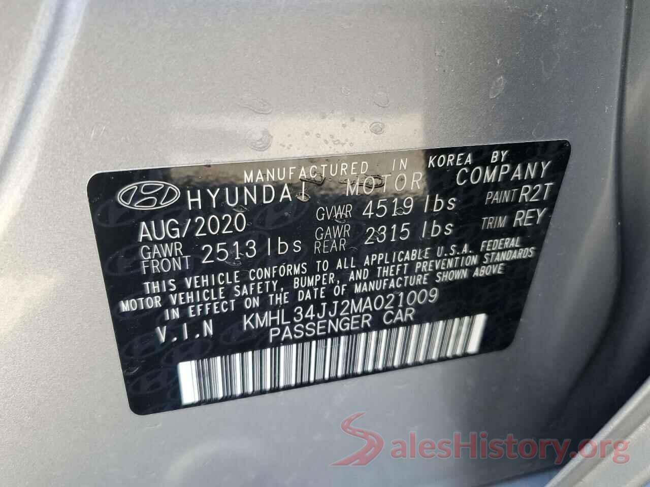 KMHL34JJ2MA021009 2021 HYUNDAI SONATA