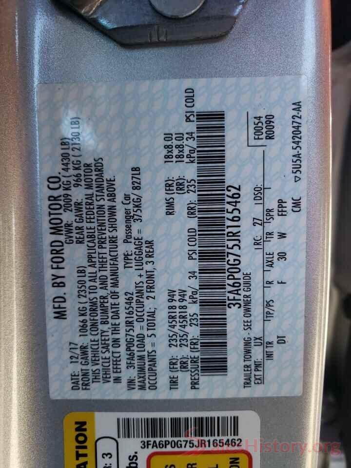 3FA6P0G75JR165462 2018 FORD FUSION