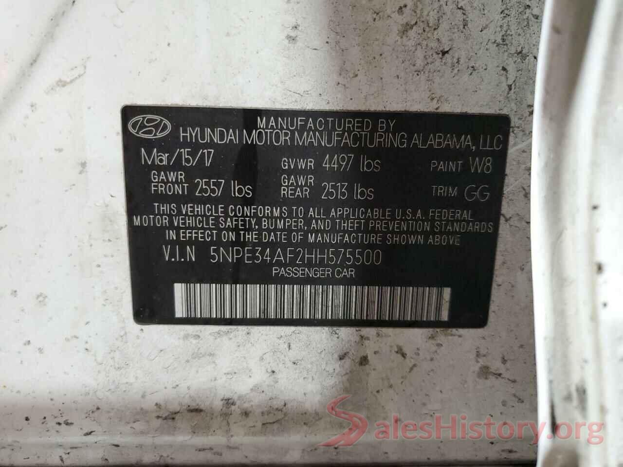 5NPE34AF2HH575500 2017 HYUNDAI SONATA