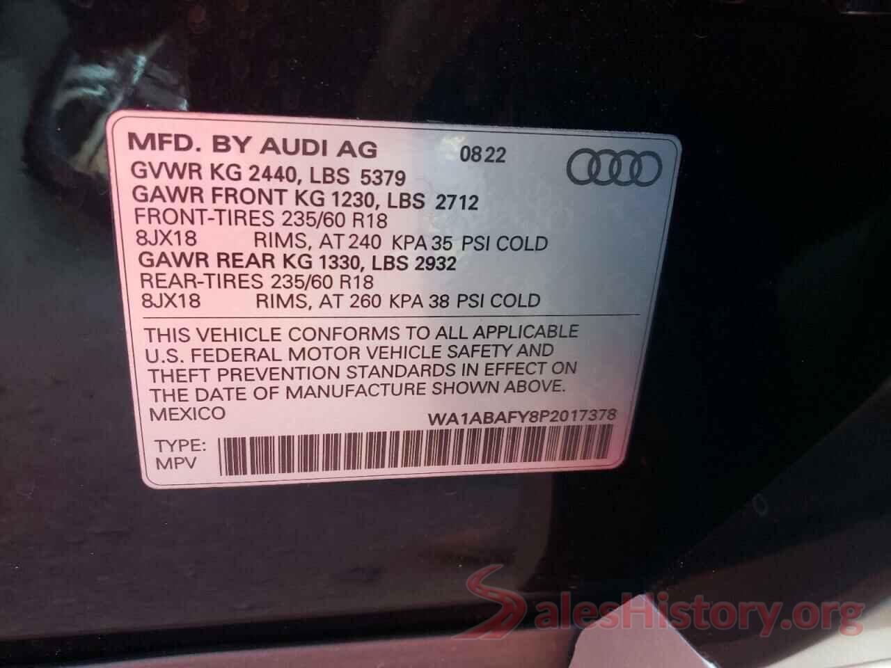 WA1ABAFY8P2017378 2023 AUDI Q5