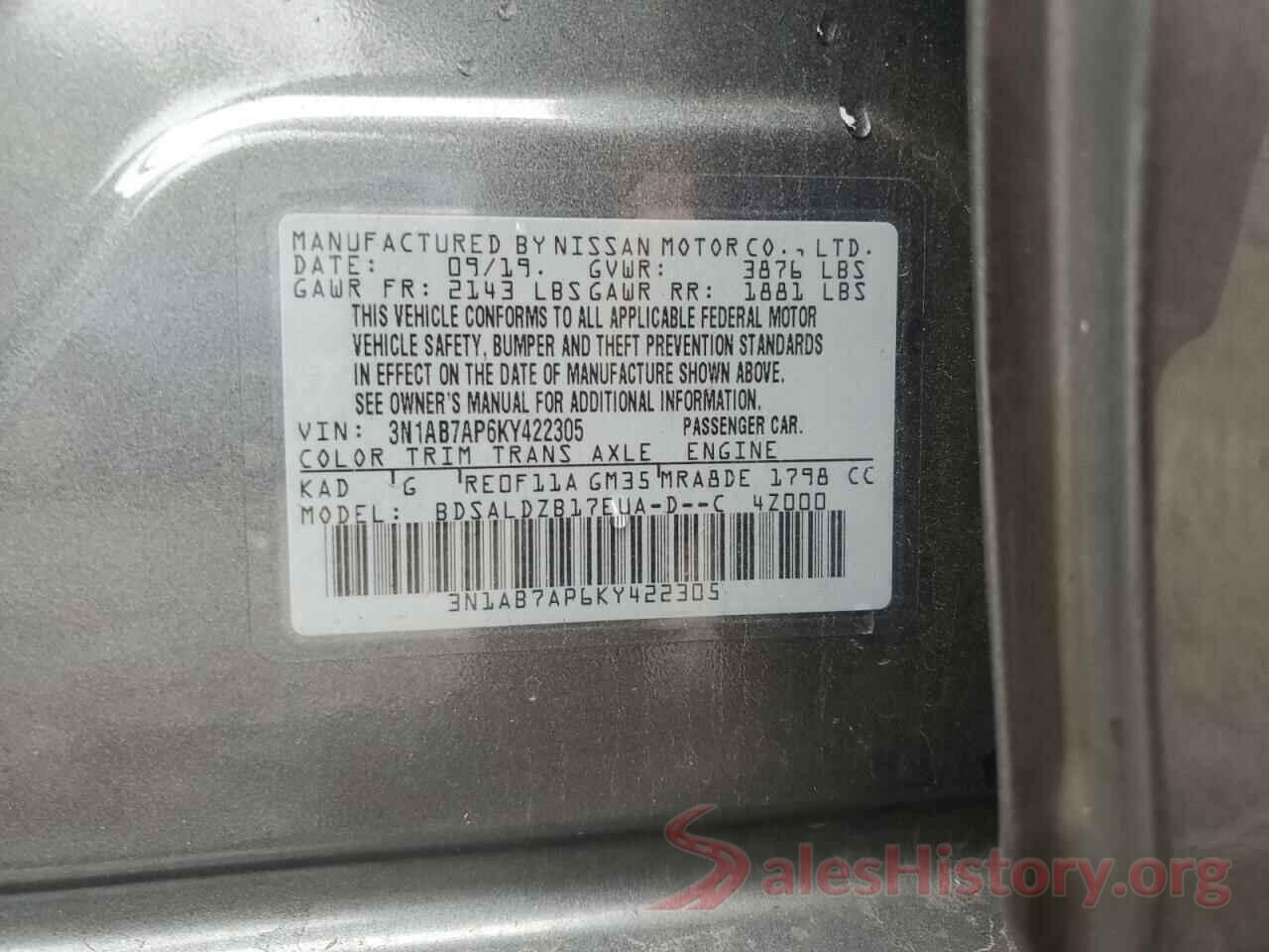 3N1AB7AP6KY422305 2019 NISSAN SENTRA