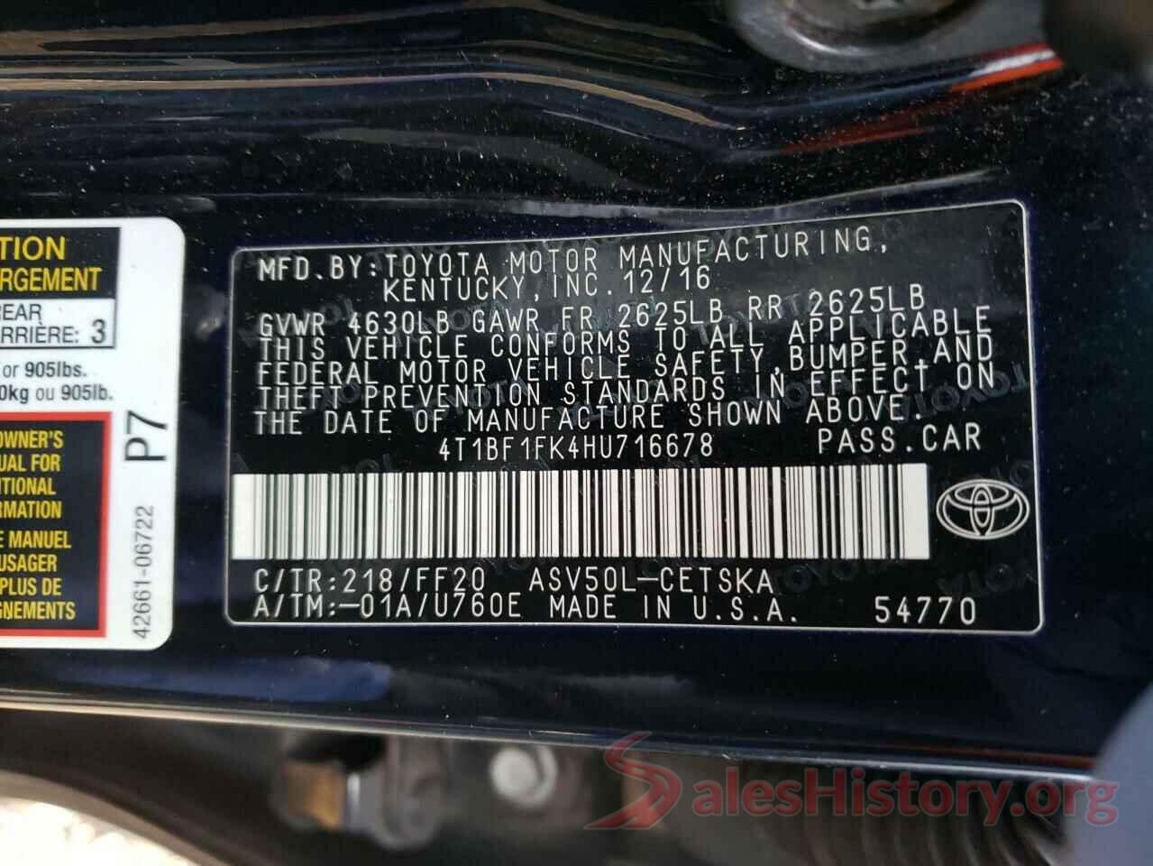 4T1BF1FK4HU716678 2017 TOYOTA CAMRY