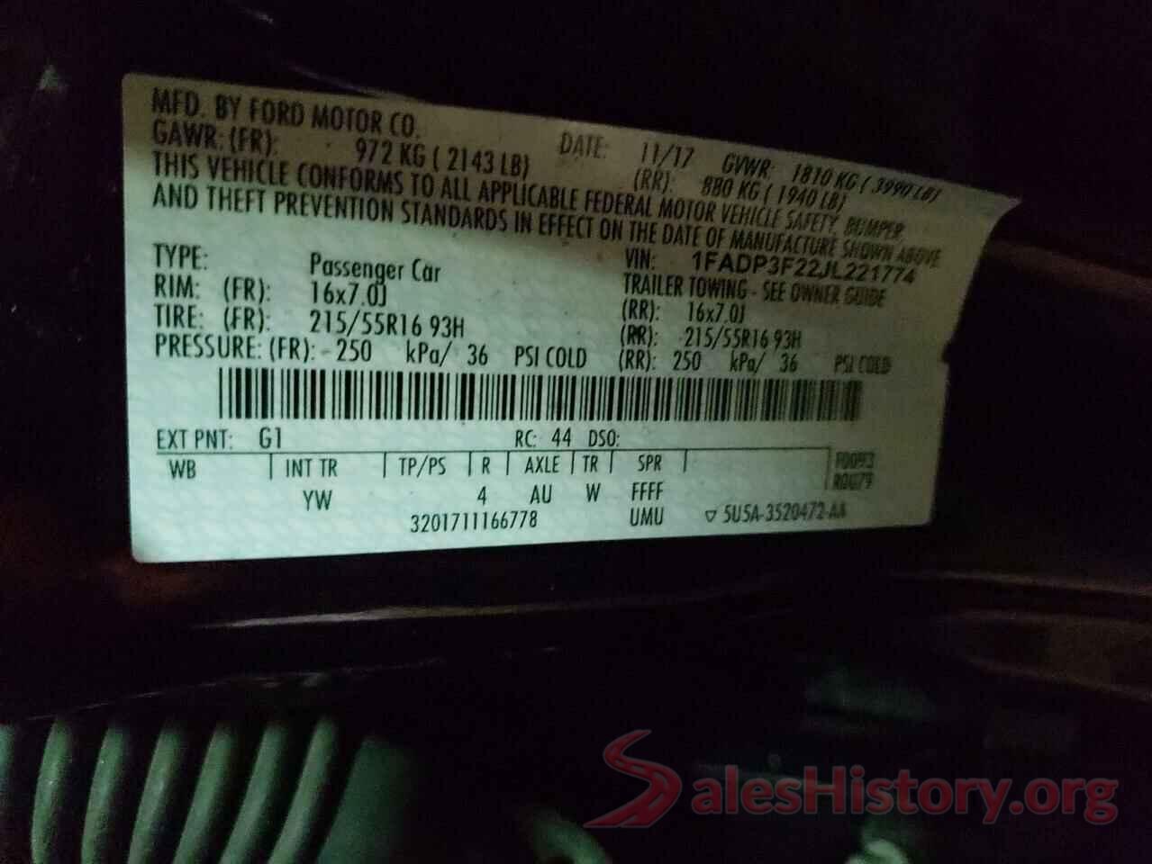 1FADP3F22JL221774 2018 FORD FOCUS