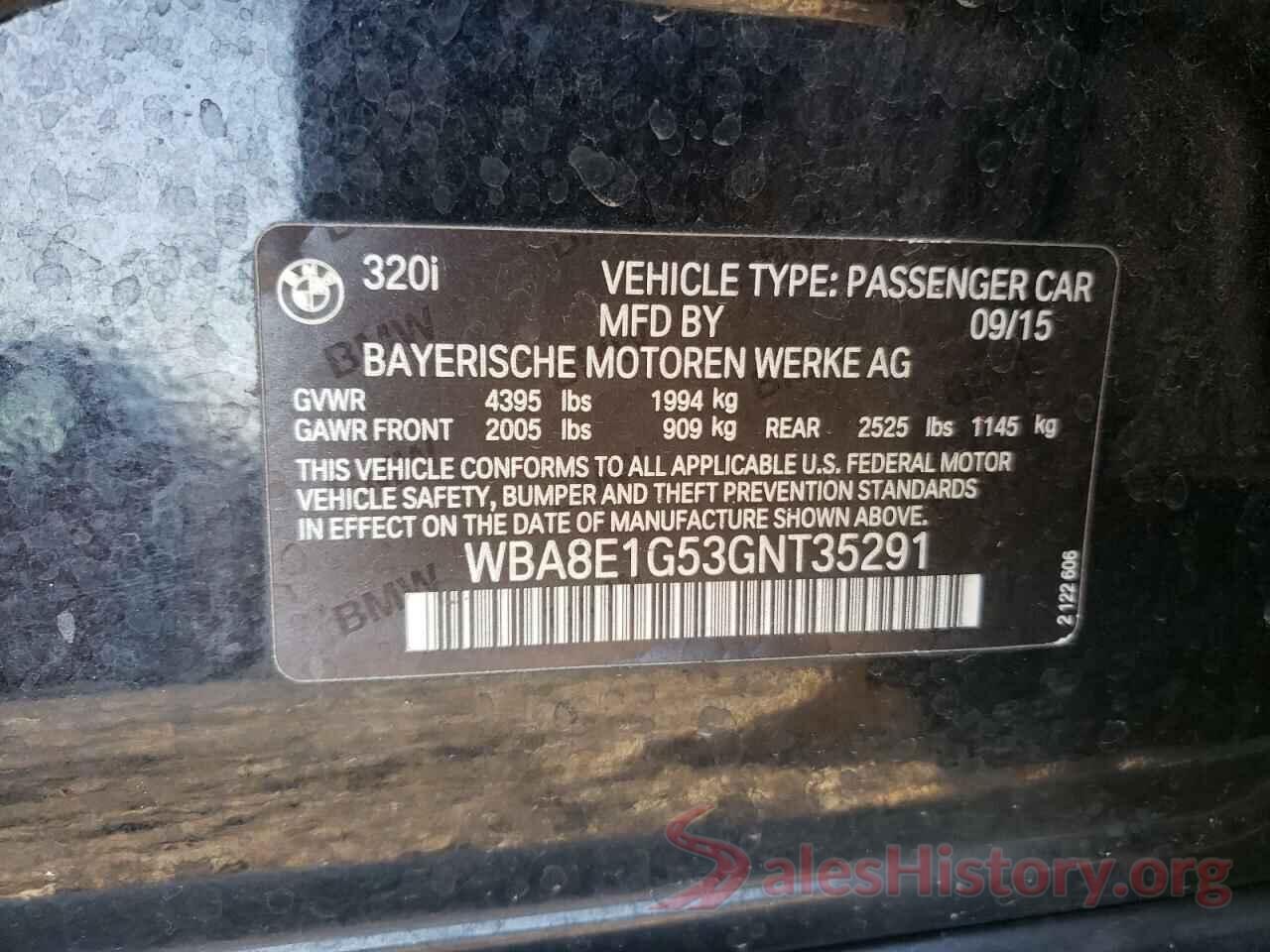 WBA8E1G53GNT35291 2016 BMW 3 SERIES