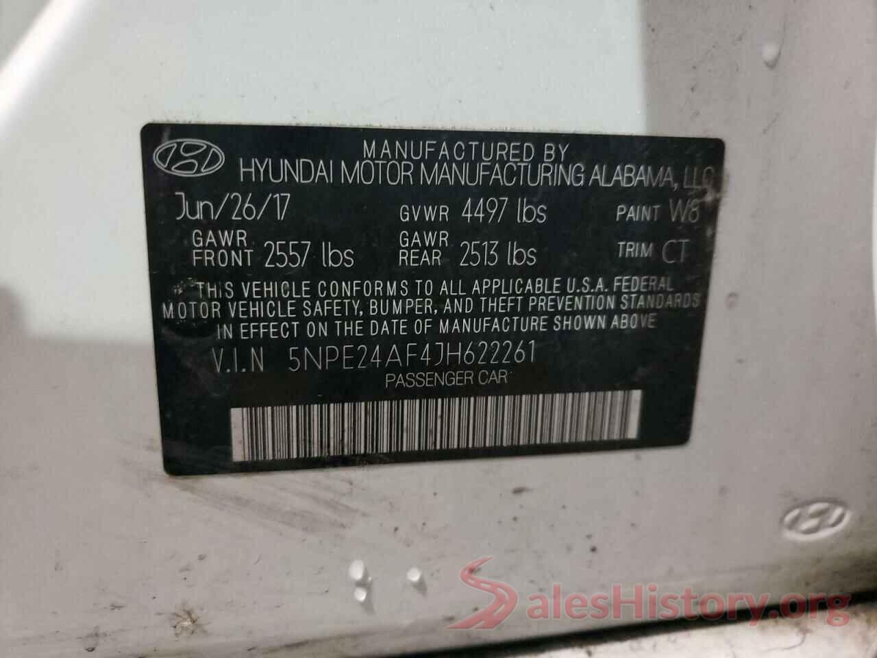 5NPE24AF4JH622261 2018 HYUNDAI SONATA