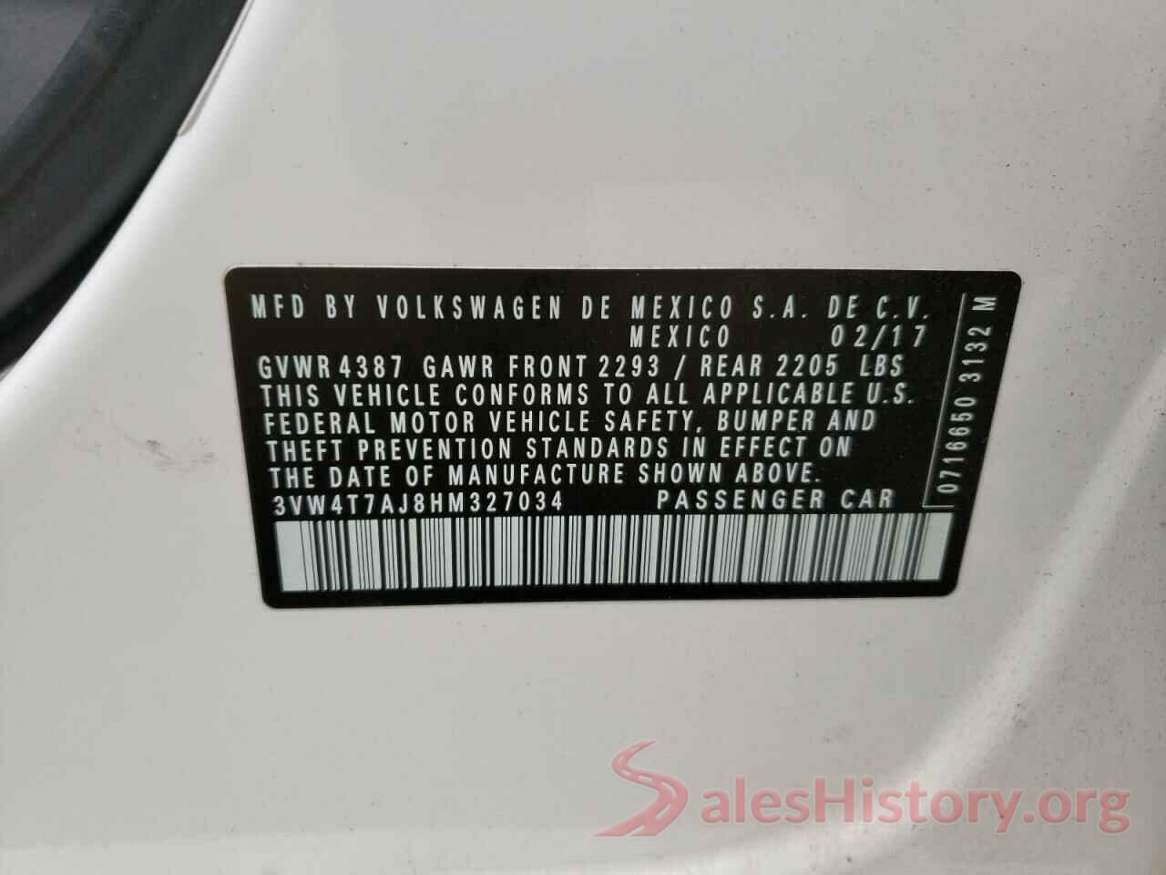 3VW4T7AJ8HM327034 2017 VOLKSWAGEN JETTA