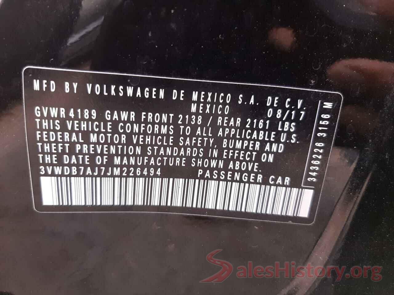 3VWDB7AJ7JM226494 2018 VOLKSWAGEN JETTA