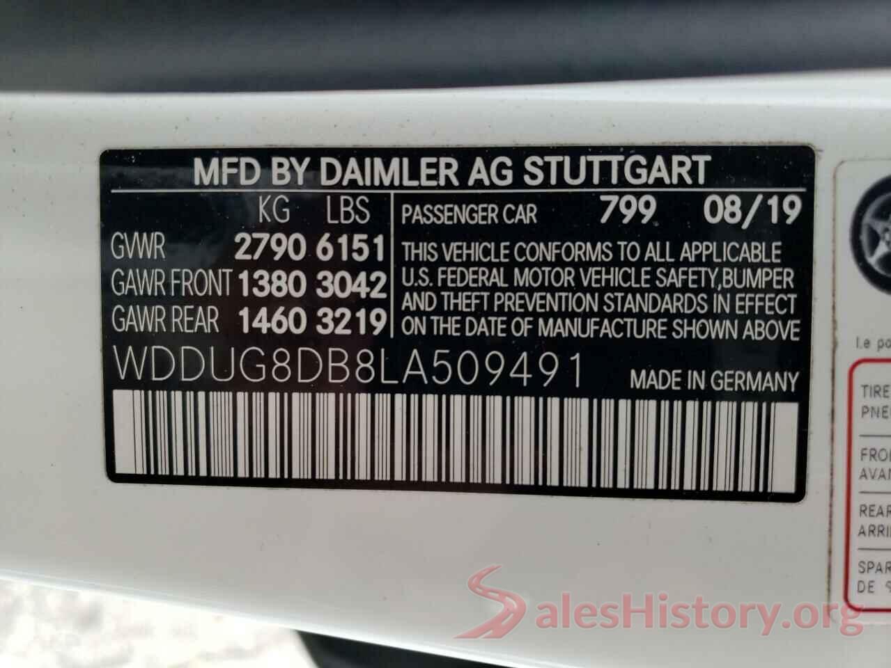 WDDUG8DB8LA509491 2020 MERCEDES-BENZ S-CLASS