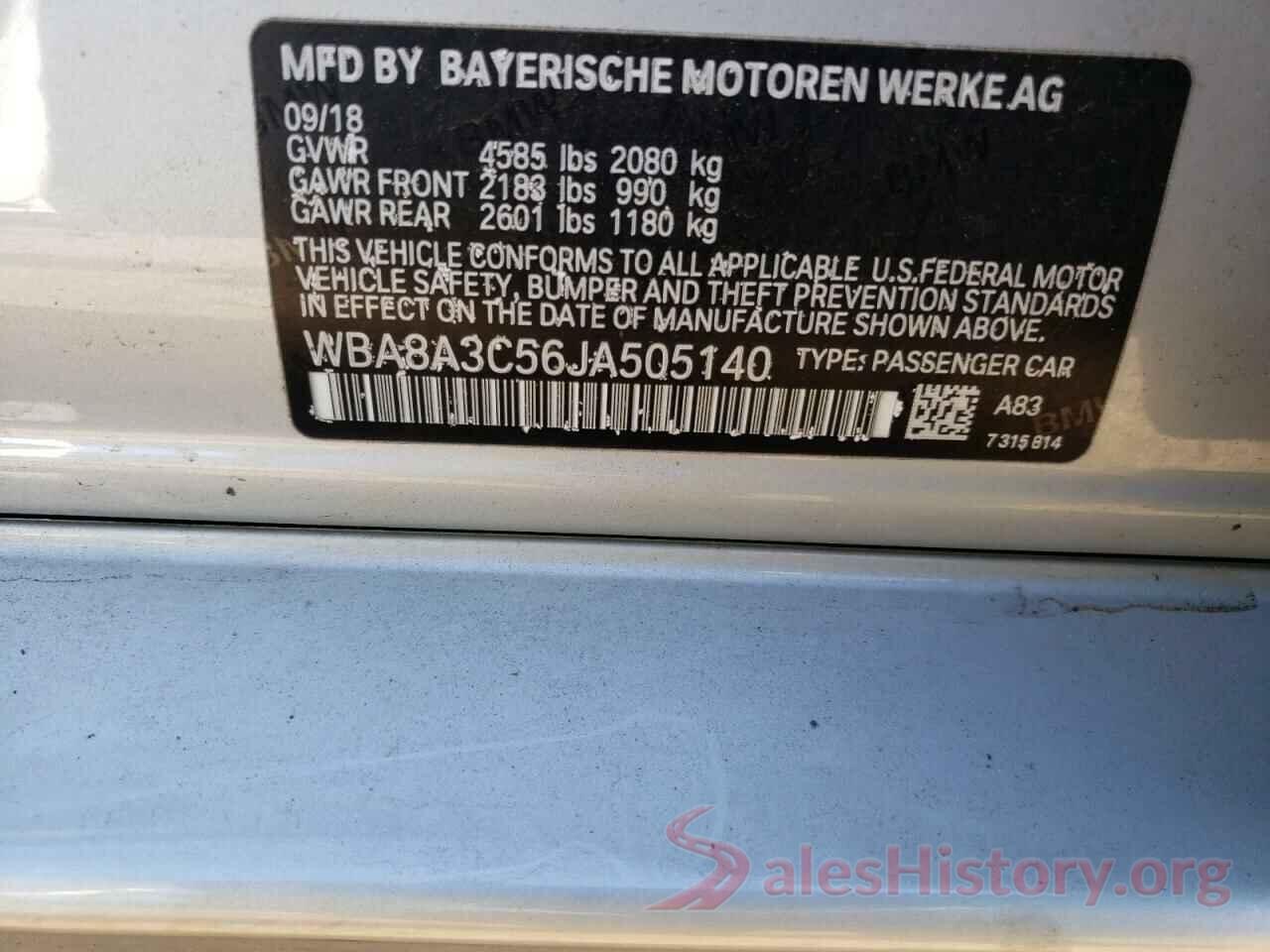 WBA8A3C56JA505140 2018 BMW 3 SERIES