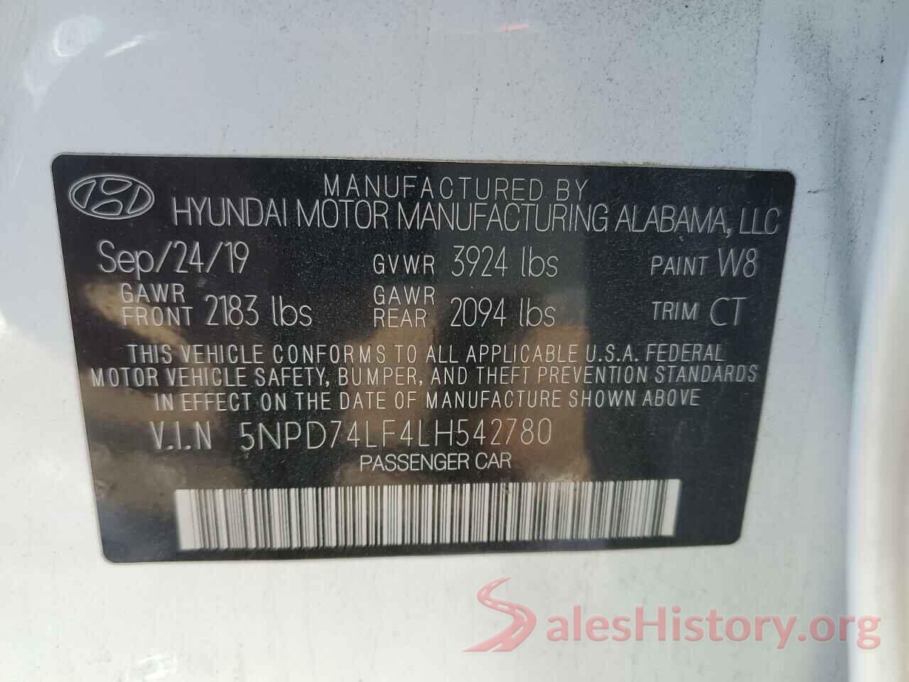 5NPD74LF4LH542780 2020 HYUNDAI ELANTRA