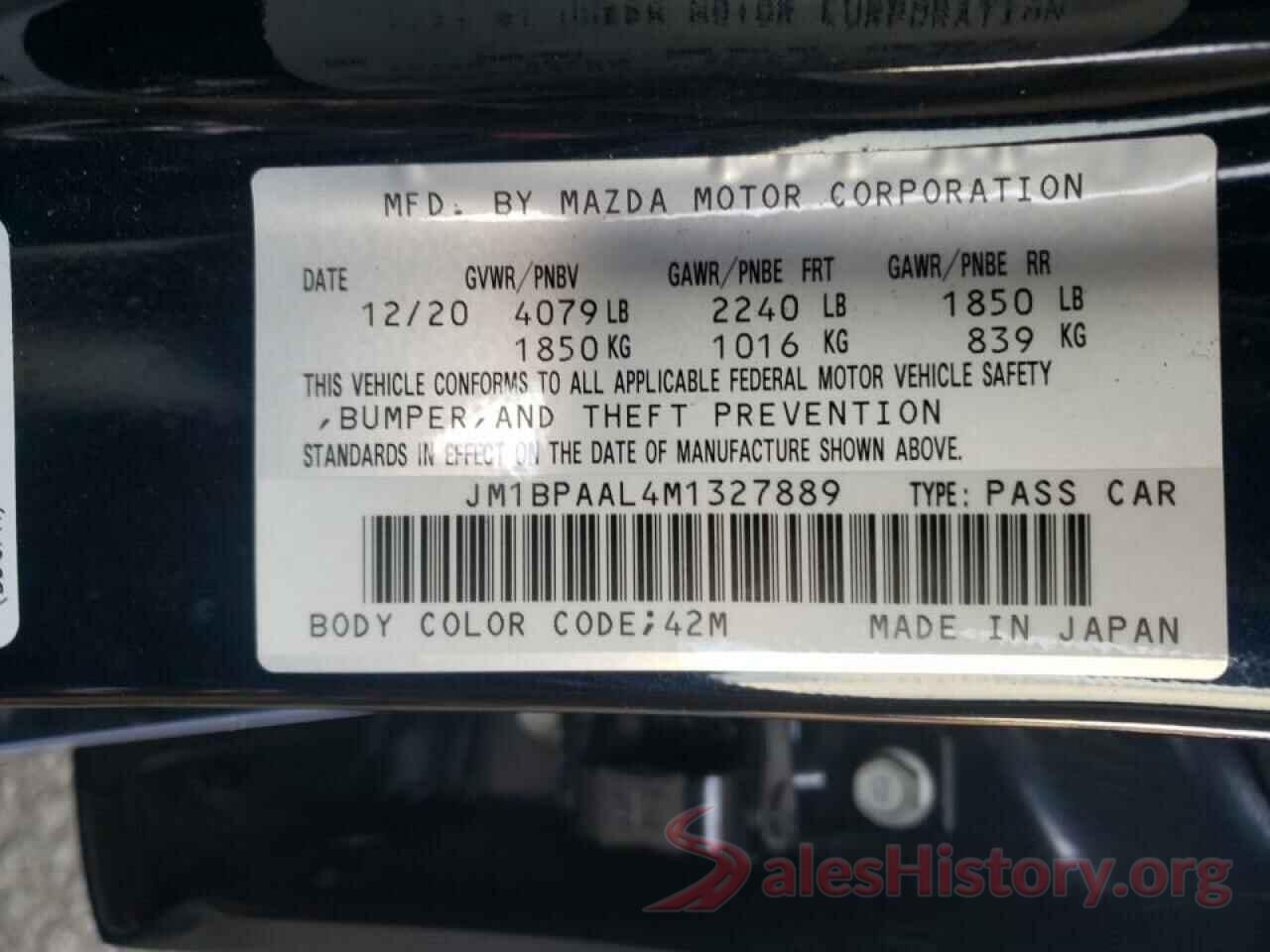 JM1BPAAL4M1327889 2021 MAZDA 3