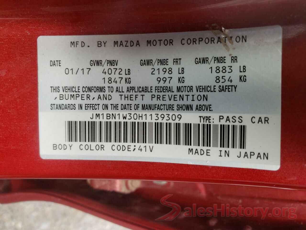 JM1BN1W30H1139309 2017 MAZDA 3