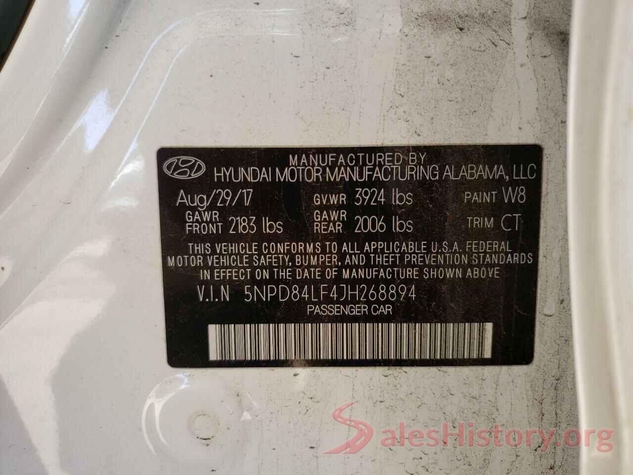 5NPD84LF4JH268894 2018 HYUNDAI ELANTRA