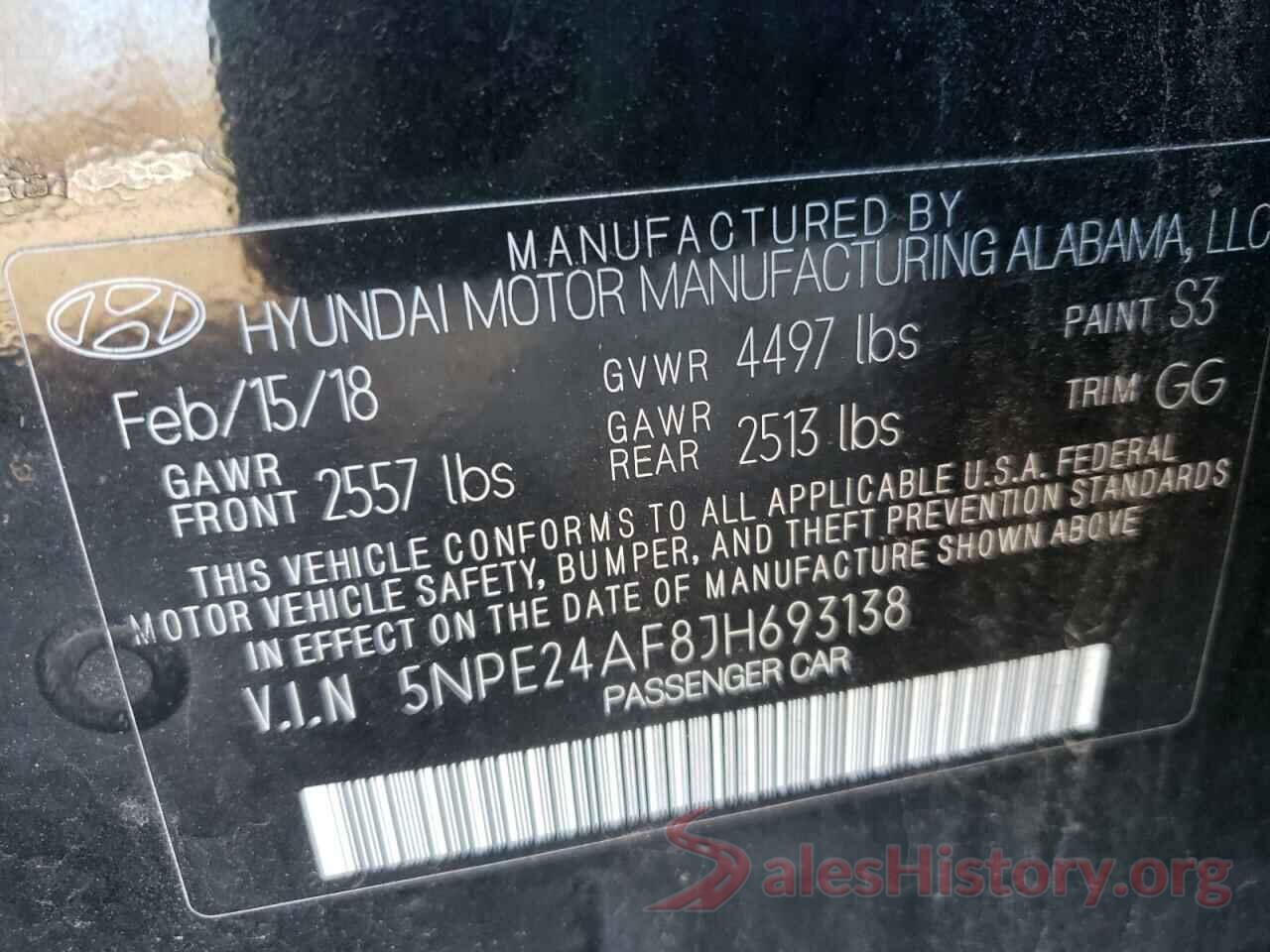 5NPE24AF8JH693138 2018 HYUNDAI SONATA