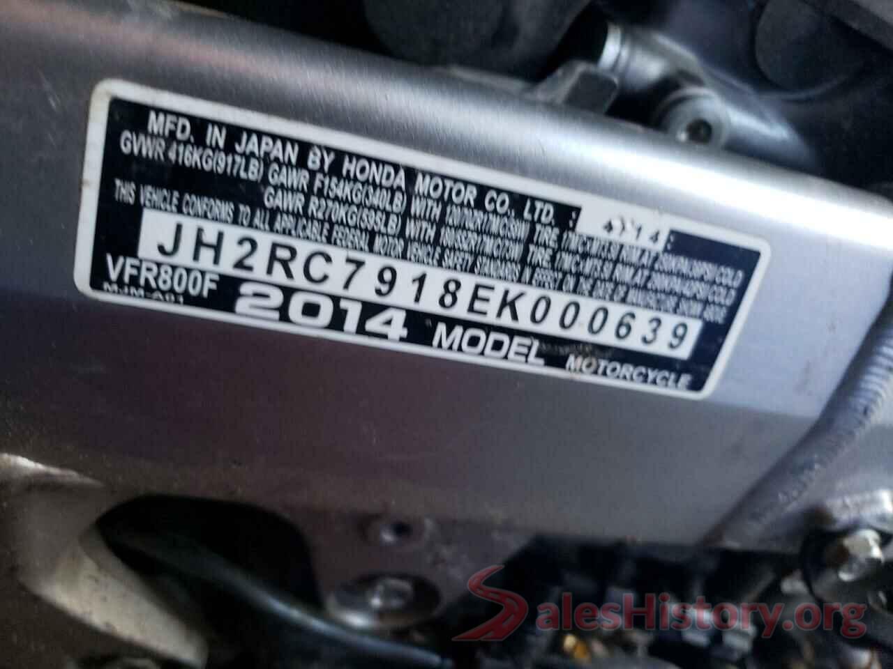 JH2RC7918EK000639 2014 HONDA VFR CYCLE