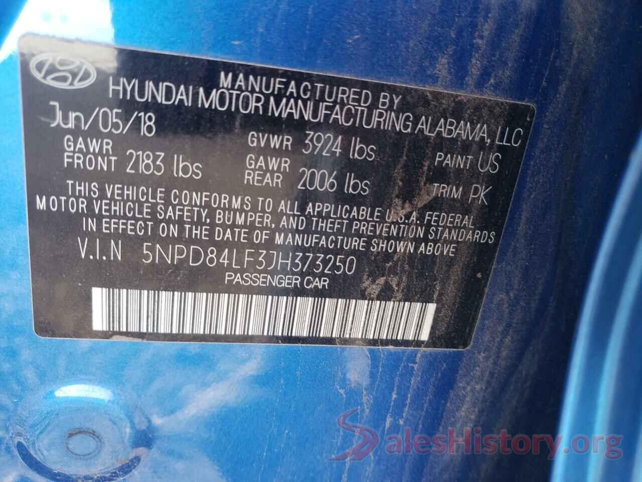 5NPD84LF3JH373250 2018 HYUNDAI ELANTRA