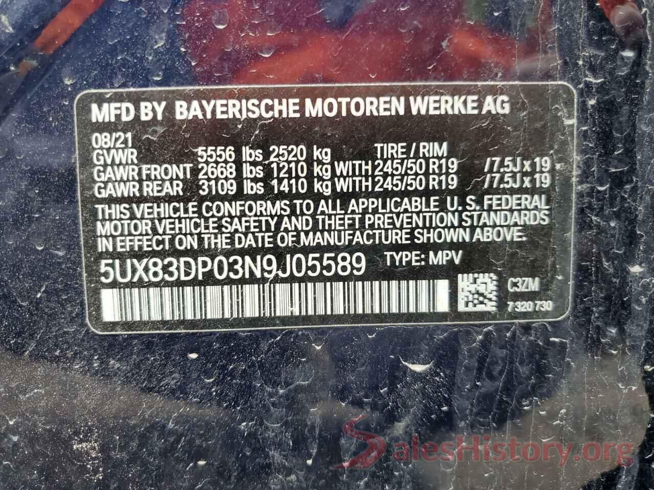 5UX83DP03N9J05589 2022 BMW X3