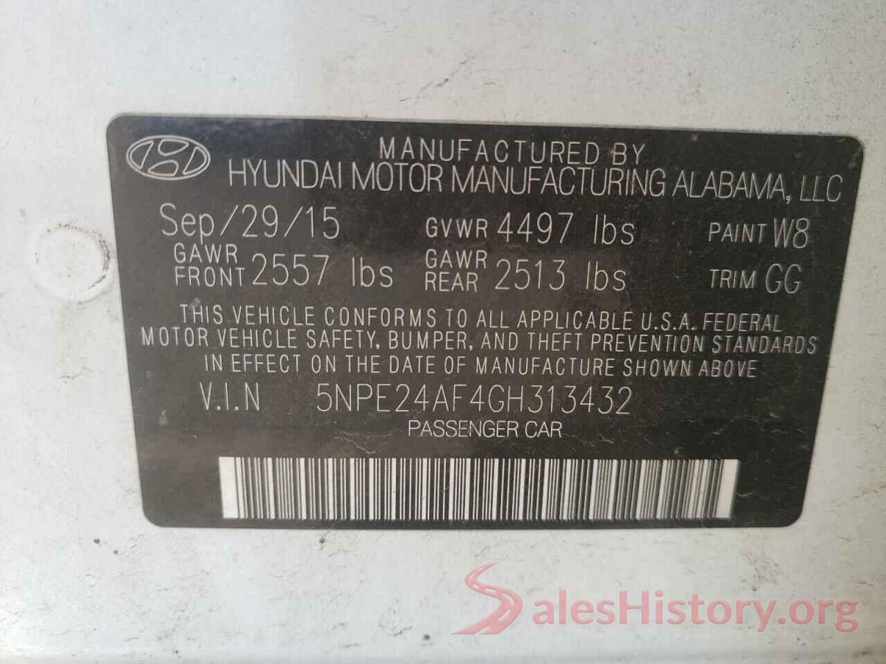 5NPE24AF4GH313432 2016 HYUNDAI SONATA