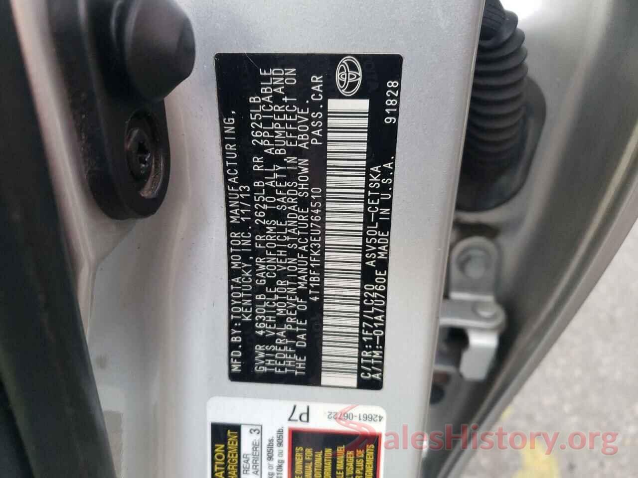 4T1BF1FK3EU764510 2014 TOYOTA CAMRY