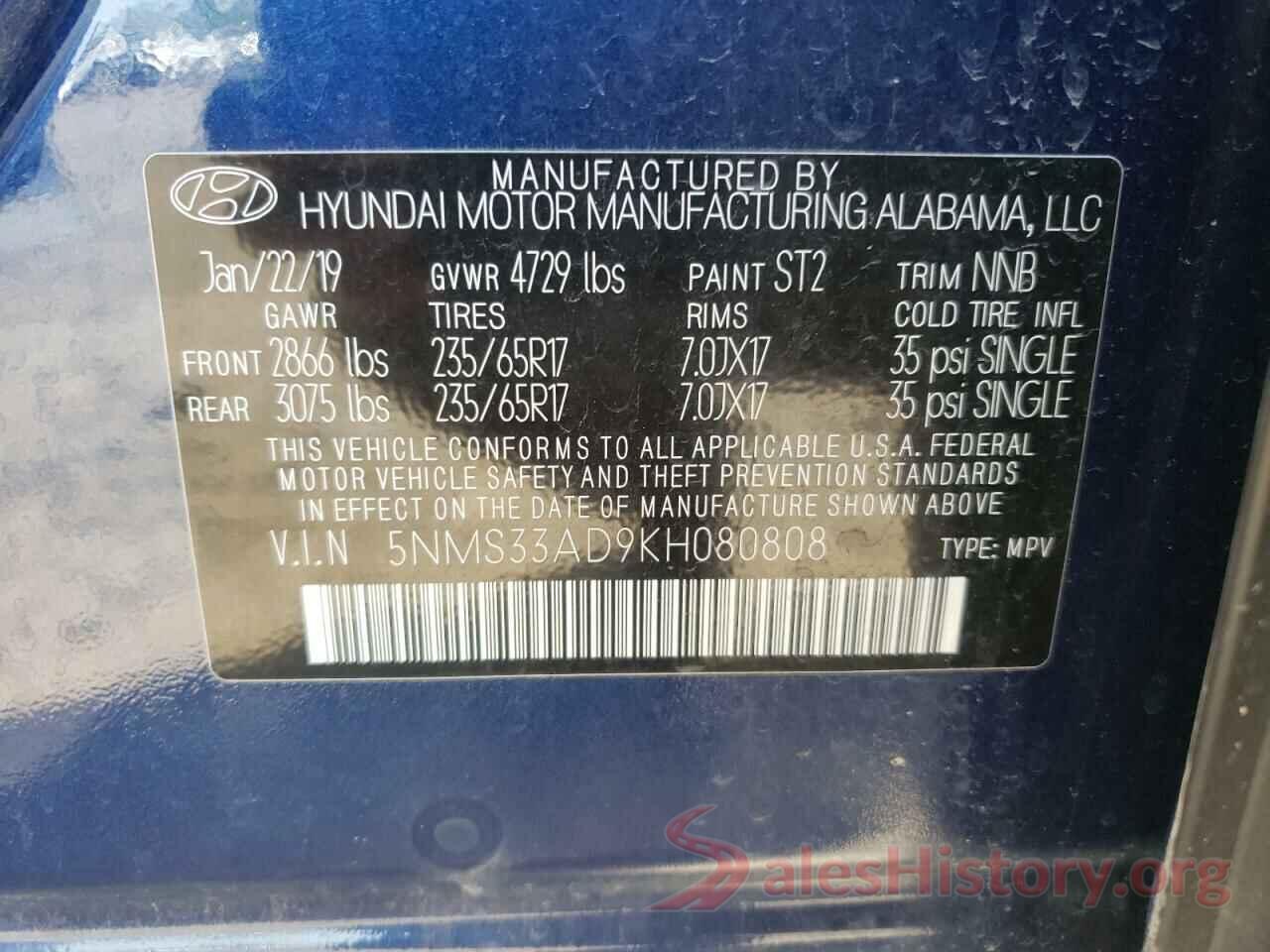 5NMS33AD9KH080808 2019 HYUNDAI SANTA FE