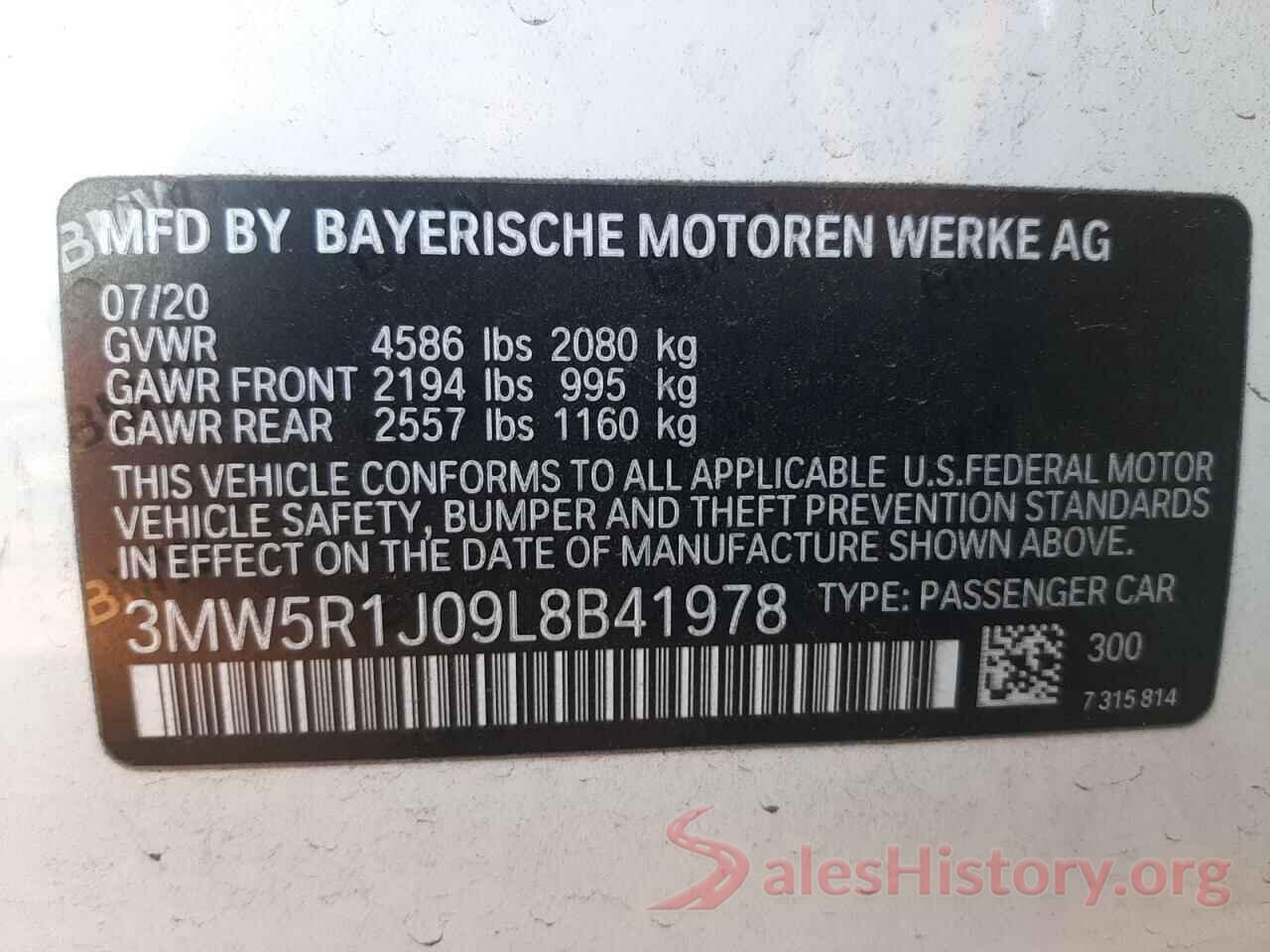 3MW5R1J09L8B41978 2020 BMW 3 SERIES