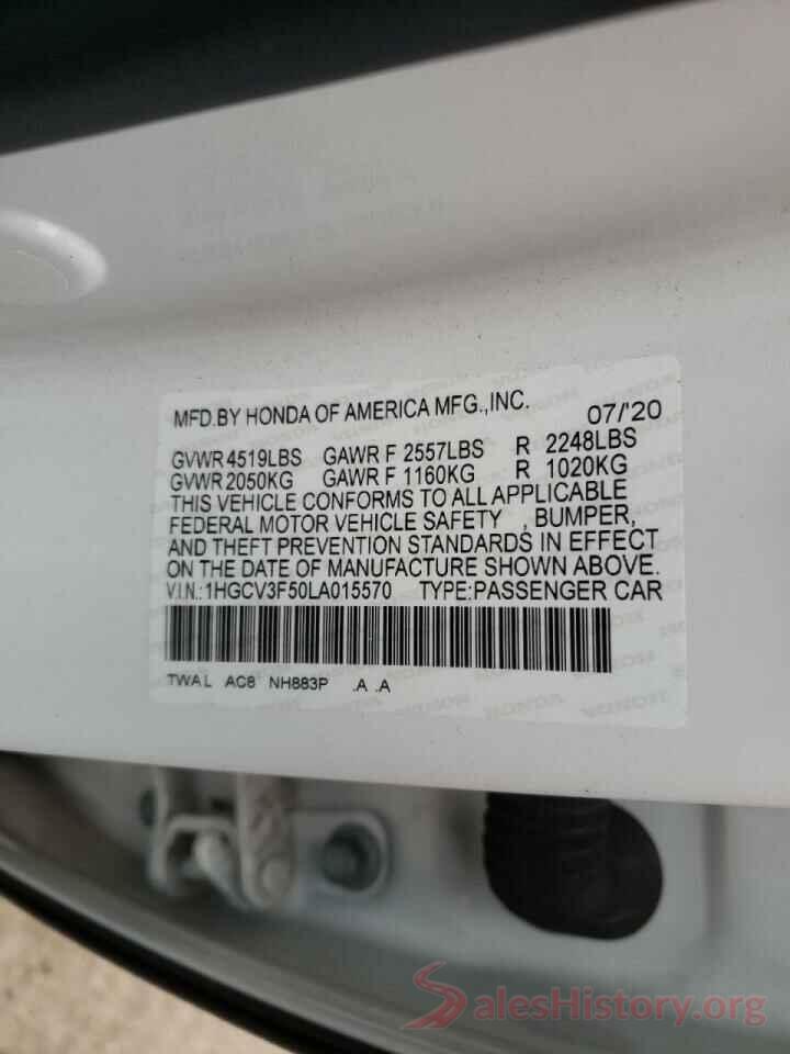 1HGCV3F50LA015570 2020 HONDA ACCORD