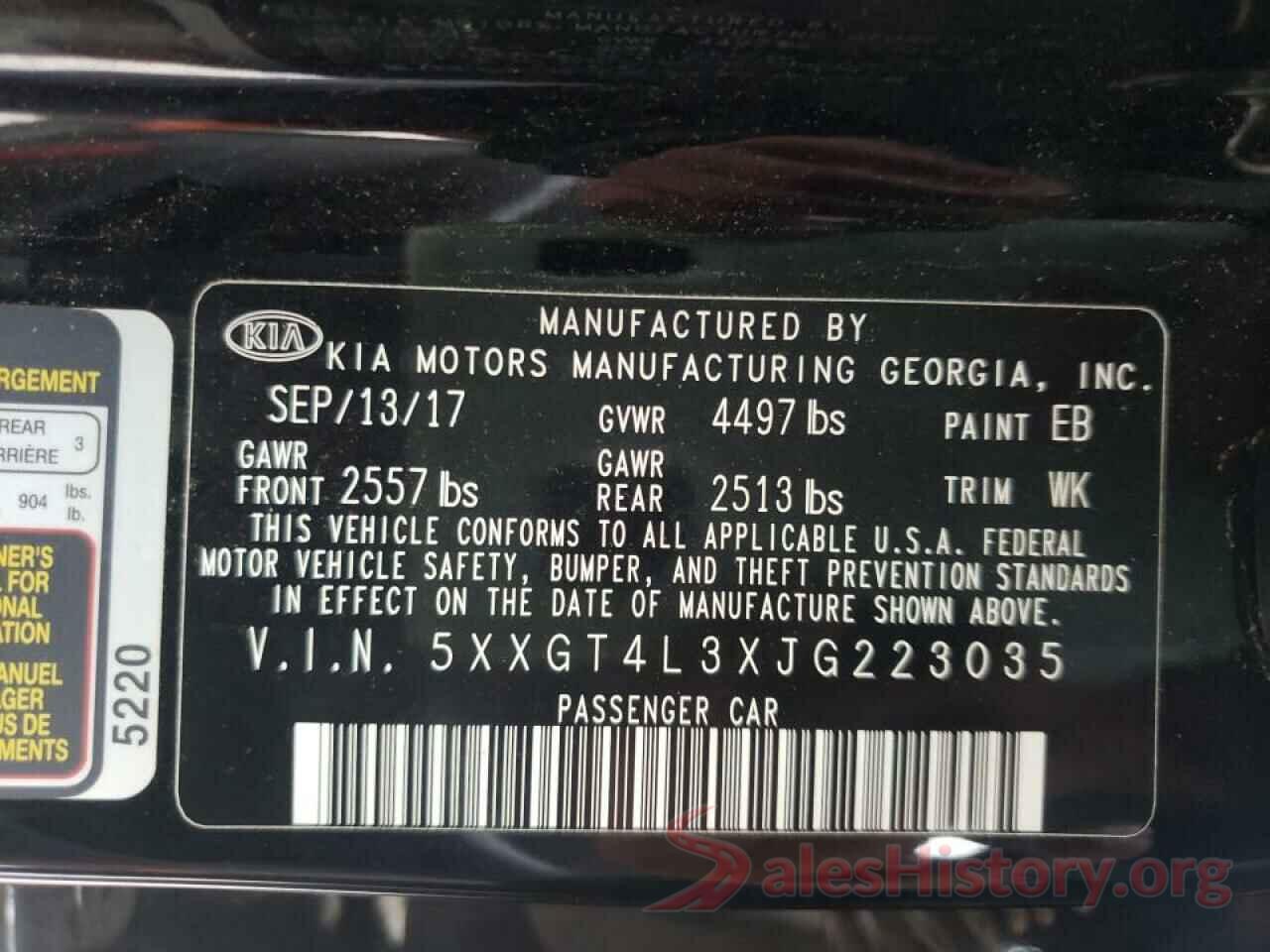 5XXGT4L3XJG223035 2018 KIA OPTIMA